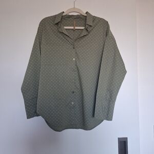 NEW Katharina Kross 100% Cotton Women's Olive Green Button-Up Shirt Size M